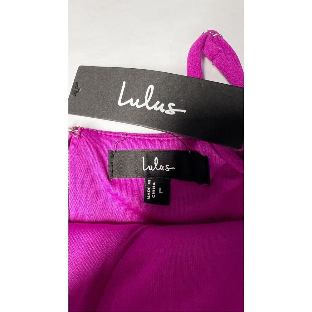 Lulus Always Turning Heads Magenta Bustier Tulip Midi Dress Size L NWT - Picture 8 of 10